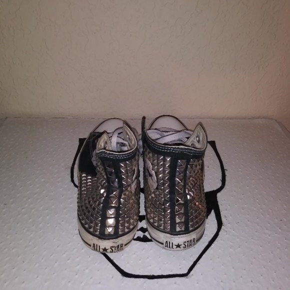 Genuine CONVERSE Black with studs All-star Chuck Taylor Sneakers Shoes - Picture 3 of 3